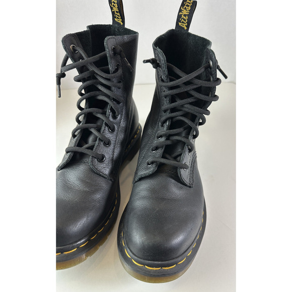 Doc Dr. Martens 1460 Virginia Soft Leather Boots Black Lace Up Women's Size 8 - Picture 7 of 14